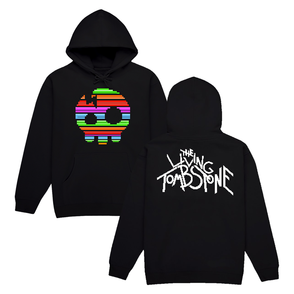 The Living Tombstone - 8 Bit Rainbow Skull Black Hoodie