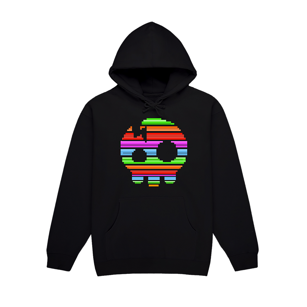 The Living Tombstone - 8 Bit Rainbow Skull Black Hoodie